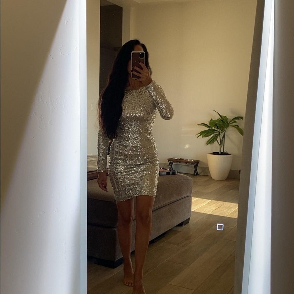 Elegant Silver Sequin Dress